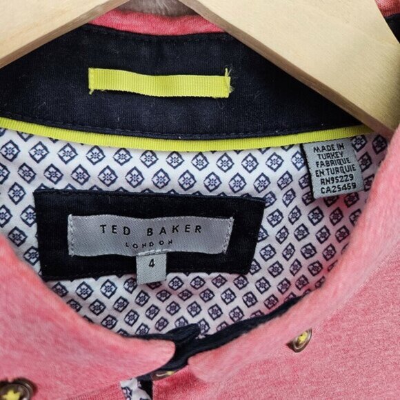 Ted Baker Golf Polo Shirt Pink Pocket 100% Cotton Short Sleeve Men's Size 4 - Picture 6 of 10